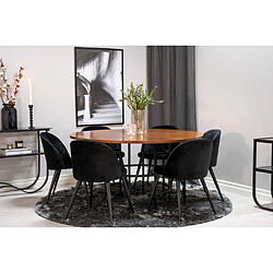 Furniture Fashion Table de repas effet bois et noir en MDF et acier Copenhagen 140 cm.