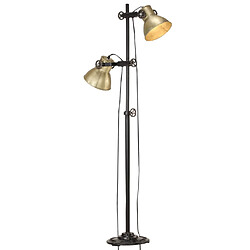 vidaXL Lampadaire avec 2 abat-jour Laiton E27 Fonte 