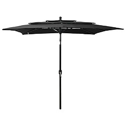 ComfortXL Parasol à 3 Niveaux Avec Mât En Aluminium Noir 2,5x2,5 M 