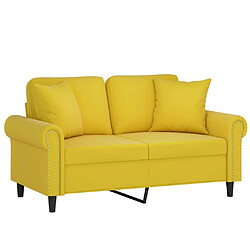 Avis Maison Chic Canapé 2 places avec oreillers,Sofa de Salon,Canapé droit décoratifs jaune 120 cm velours -GKD399513