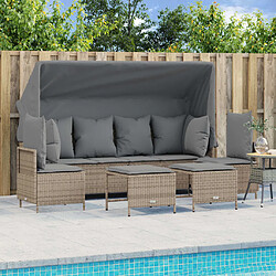 vidaXL Salon de jardin avec coussins 5 pcs beige résine tressée 