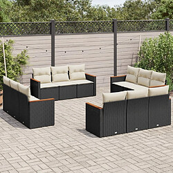 Maison Chic Salon de jardin 12 pcs avec coussins, Ensemble Tables et chaises d'extérieur noir résine tressée -GKD654952