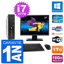 PC HP 8300 Elite SFF Ecran 27" Intel i7-3770 RAM 16Go Disque 1To Windows 10 Wifi - Occasion