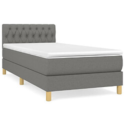 vidaXL Sommier à lattes de lit avec matelas Gris foncé 100x200cm Tissu