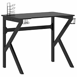 Maison Chic Bureau de jeu solide,Table de travail avec pieds en forme de K Noir 90x60x75 cm -GKD39609