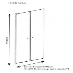 Aqua+ Paroi d'angle Carré pivotante FRISCO - verre Transparent avec bande givrée 90 cm