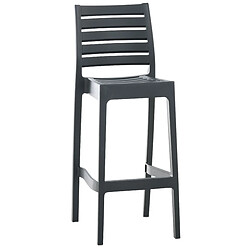 Decoshop26 Tabouret de bar pour intérieur ou extérieur en plastique gris foncé empilable avec repose-pieds 10_MDJ10230 