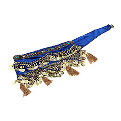 paillettes de danse du ventre hanche foulard femme jupe avec pièces d'or bleu pas cher