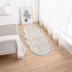 LUUCOZK Tapis moelleux en fausse fourrure tapis à poils longs pour chambre à coucher salon-pointe grise blanche (2p)-60 x 160cm 