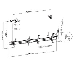 Acheter Kimex Support plafond menu board 2 écrans 45''-55'' - Hauteur 100cm