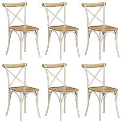 vidaXL Chaises à dossier croisé lot de 6 blanc bois de manguier massif