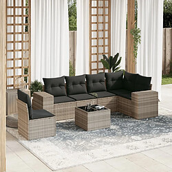 vidaXL Salon de jardin avec coussins 7 pcs gris clair résine tressée 