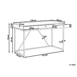 Beliani Bureau effet bois clair et blanc 120 x 60 cm HINTON