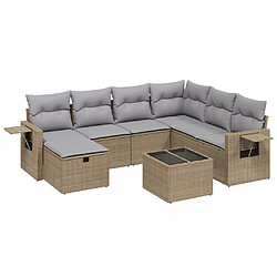 vidaXL Salon de jardin avec coussins 8pcs mélange beige résine tressée