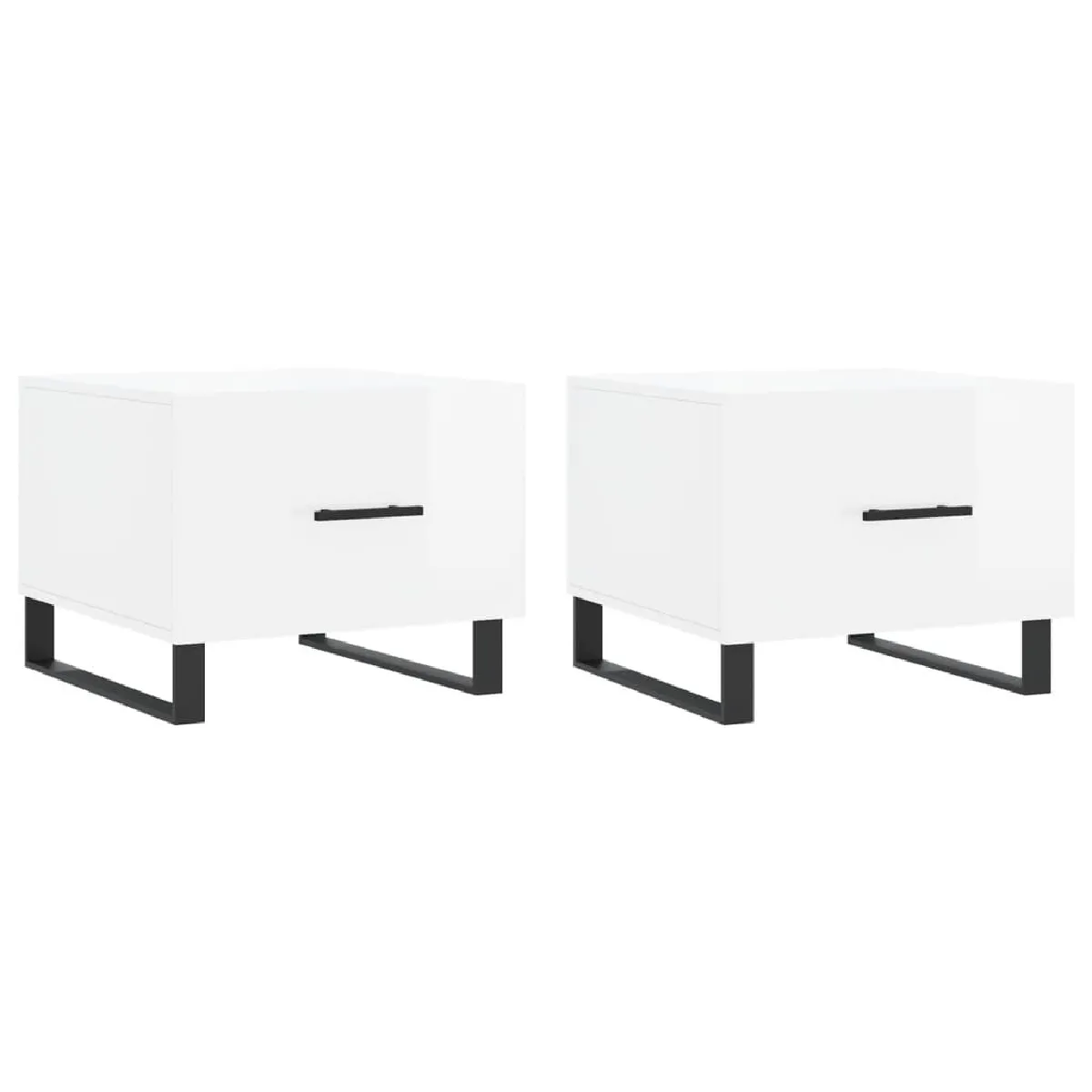 Maison Chic Lot de 2 Tables basses,Table Console pour salon blanc brillant 50x50x40cm bois d'ingénierie -MN35198