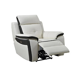 Vente-Unique Fauteuil relax électrique en cuir ANGELIQUE - Blanc/anthracite