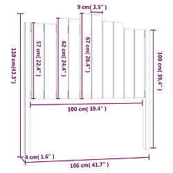 vidaXL Tête de lit 106x4x110 cm Bois massif de pin pas cher