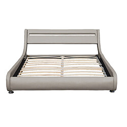 Provence Literie Lit ava pour matelas 180x200-Sommier+Tête de Lit eclairage LED Incurve Couleur GRIS+Pieds en 5cm pour matelas-2x13Lattes