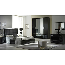 Dansmamaison Chambre Complète 160x200 Laqué Noir Brillant - AREZZO