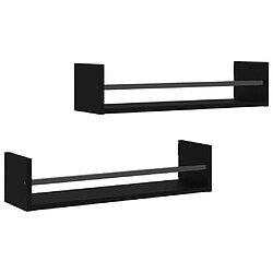 Maison Chic Lot de 2 Étagères murales,Étagère Rangement flottate avec barres noir 60x16x14 cm -MN91920