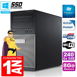 PC Tour DELL 9020 Intel G3220 Ram 8Go Disque 240 Go SSD Graveur DVD Wifi W7 - Occasion