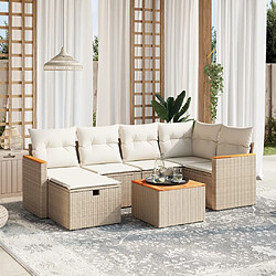 Maison Chic Salon de jardin avec coussins 7 pcs, Ensemble Tables et chaises de jardin, beige résine tressée -GKD994456