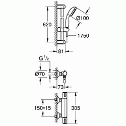 Grohe Ensemble douche thermostatique Grohtherm 800