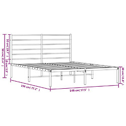 vidaXL Cadre de lit métal sans matelas avec tête de lit noir 140x190cm pas cher