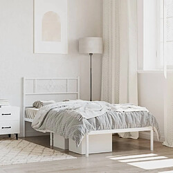 Maison Chic Lit adulte - Cadre de lit métal avec tête de lit pour chambre blanc 100x190 cm -MN59132