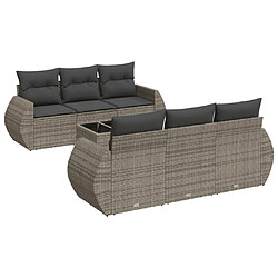 vidaXL Salon de jardin avec coussins 7 pcs gris résine tressée