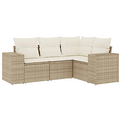 vidaXL Salon de jardin avec coussins 4 pcs beige résine tressée