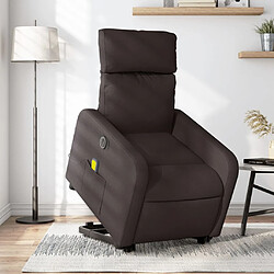 Maison Chic Fauteuil Relax pour salon, Fauteuil inclinable de massage électrique Marron foncé Tissu -GKD72755