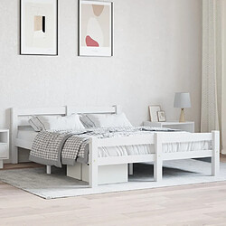 vidaXL Cadre de lit sans matelas blanc bois de pin massif 120x200 cm