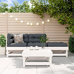 vidaXL Salon de jardin 4 pcs blanc bois de pin massif 