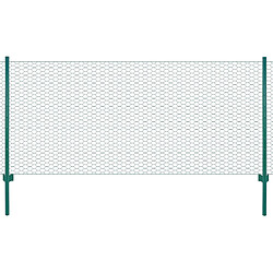 vidaXL Clôture en grillage métallique avec poteaux Acier 25x1 m Vert 