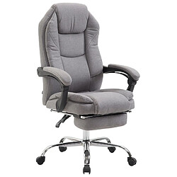 Decoshop26 Fauteuil de bureau sur roulettes dossier et repose-pied réglable en tissu gris et métal 10_0002440