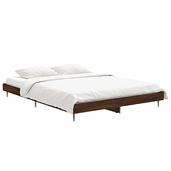 Avis Maison Chic Lit adulte - Lit simple Cadre de lit,Structure du lit Contemporain chêne marron 135x190 cm bois d'ingénierie -MN87966