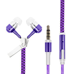 Wewoo Écouteur intra-auriculaire Glowing Zipper Sport Music écouteurs filaires pour téléphones Jack 3,5 mm Violet 