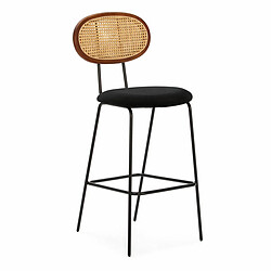 Tabouret Thai Natura Marron Noir Bois Métal Rotin Noyer 47 x 107 x 57 cm