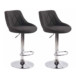 Decoshop26 Lot de 2 tabourets de bar siège pivotant sur 360° en tissu gris foncé et métal chromé 10_0004272 