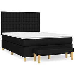 vidaXL Sommier à lattes de lit avec matelas Noir 140x200 cm Tissu