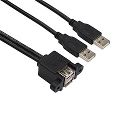 Wewoo Câble USB bk3507 Câble d'extension double USB 2.0 mâle à USB avec trou de fixationlongueur 50 cm