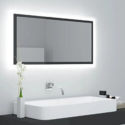 Maison Chic Miroir LED moderne de salle de bain,Décoration Miroir mural Bain Gris brillant 90x8,5x37cm Acrylique -MN84676