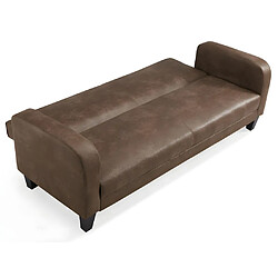 Acheter Vente-Unique Canapé club 3 places convertible INICIO en microfibre aspect cuir vieilli