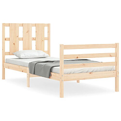 Maison Chic Cadre/structure de lit avec tête de lit pour adulte - Lit Moderne Chambre petit simple bois massif -MN84693