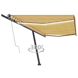 vidaXL Auvent automatique capteur de vent/LED 500x300cm Jaune et blanc 