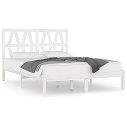 Maison Chic Lit Moderne Chambre - Cadre/structure de lit pour adulte Blanc Bois de pin massif 150x200 cm Très grand -MN93884