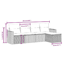 Avis vidaXL Salon de jardin avec coussins 5 pcs marron résine tressée