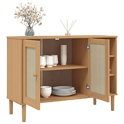 Avis vidaXL Buffet SENJA aspect rotin marron 112x40x80cm bois massif de pin