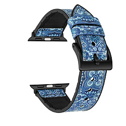 Acheter Wewoo Bracelet en acier inoxydable Motif fleurs TPU + pour Apple Watch séries 5 et 4 40 mm / 3 et 2 et 1 38 mm bleu